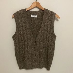 Vintage Alfred Dunner Brown Cable Knit Sweater Vest, Size Medium Petite Fall